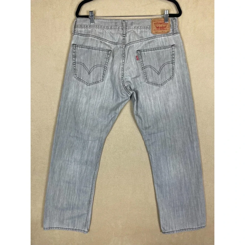 Levi's 514 Slim Straight Jeans Mens 36x30 Mid Rise‎ Straight Leg Gray Denim